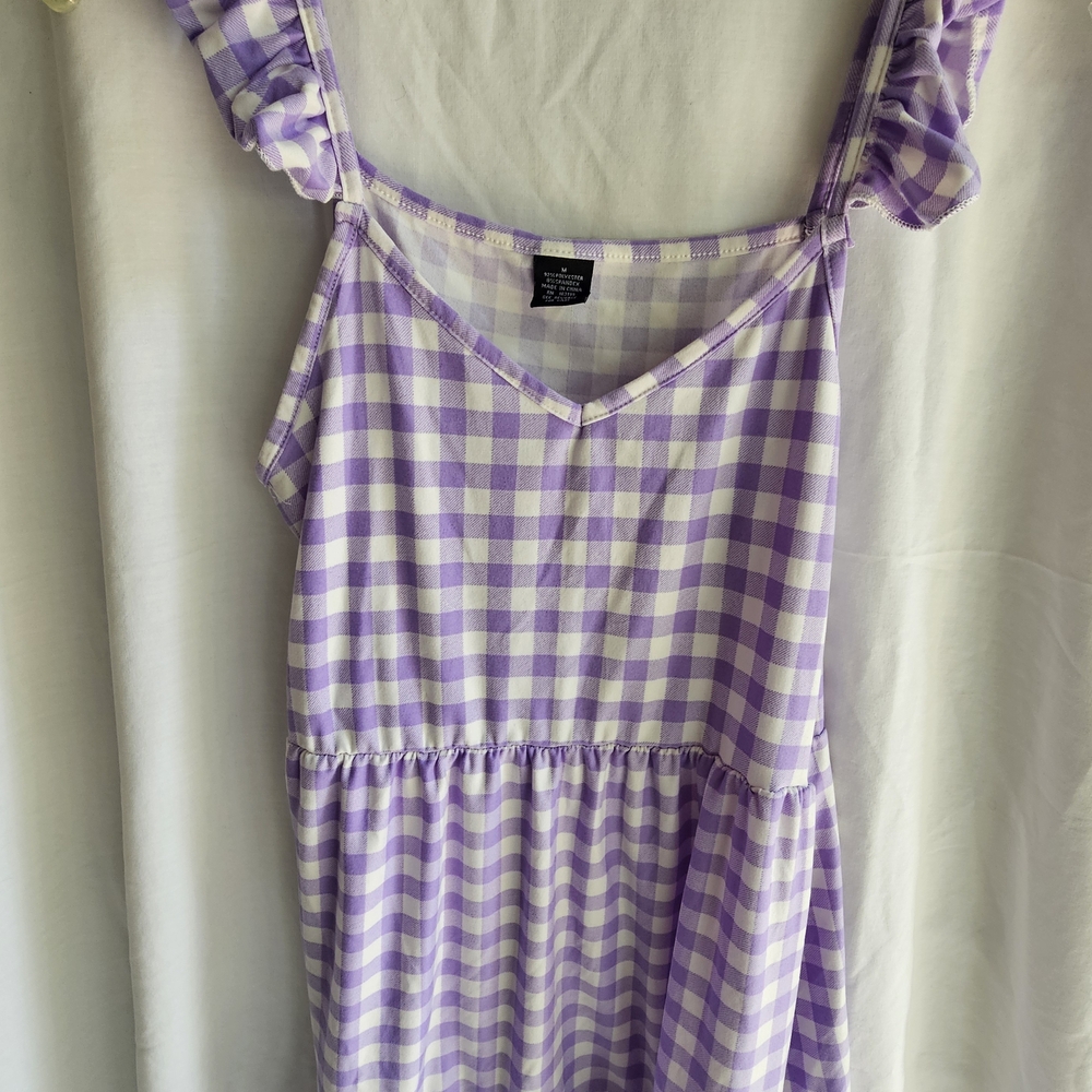 Purple Gingham Sleeveless Dress